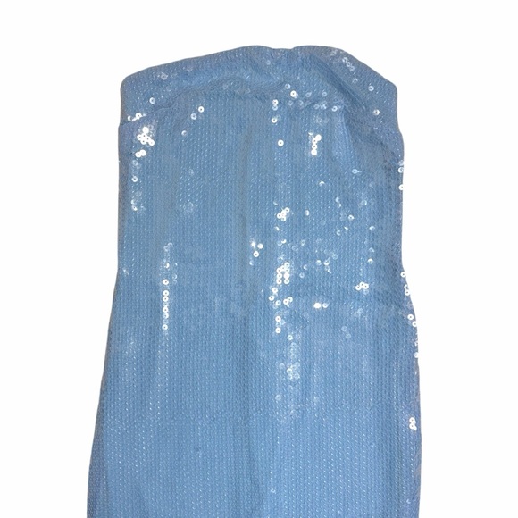 Rare London Powder Blue Sequin Strapless Maxi Dress Womens US 4 - Picture 3 of 10